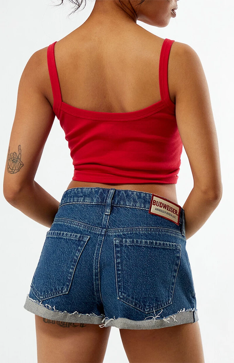 Budweiser By Pacsun Low Rise Roll Cuff Denim Micro Shorts