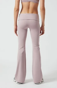 PAC 1980 WHISPER Active Mauve Fold-Over Waistband Flare Yoga Pants