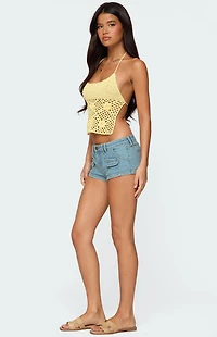 Edikted Miel Crochet Backless Halter Top