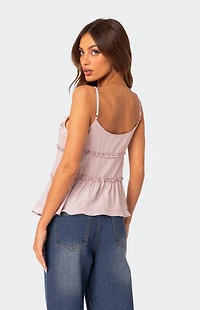 Edikted Juniper Tie Front Ruffled Top