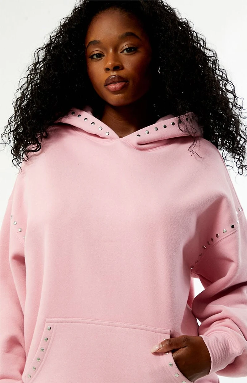 Pacsun Pink Studded Solid Pullover Hoodie