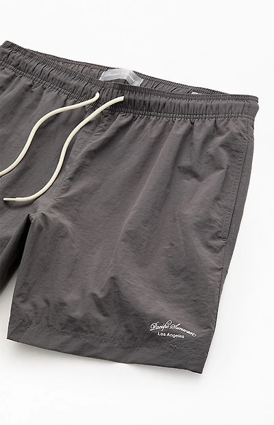 Pacsun Gray Collegiate Solid 7" Swim Trunks