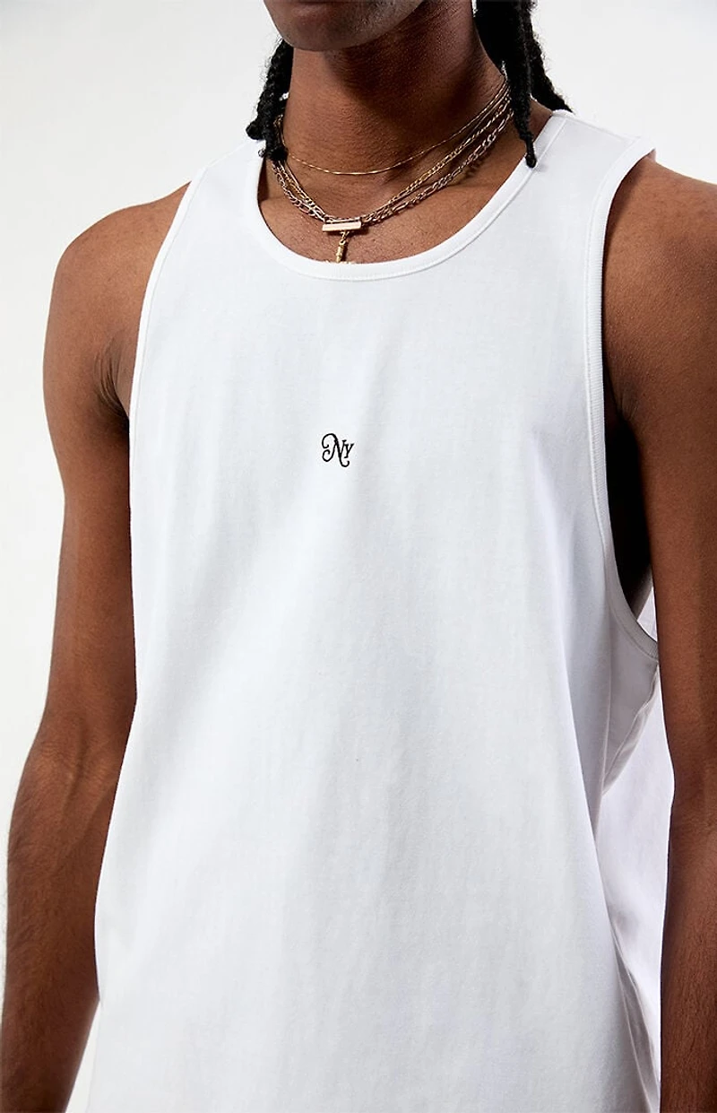 Pacsun NY Script Embroidered Ribbed Muscle Tank Top