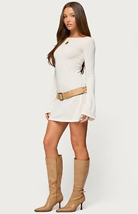 Edikted Noria Sheer Flared Sleeve Mini Dress