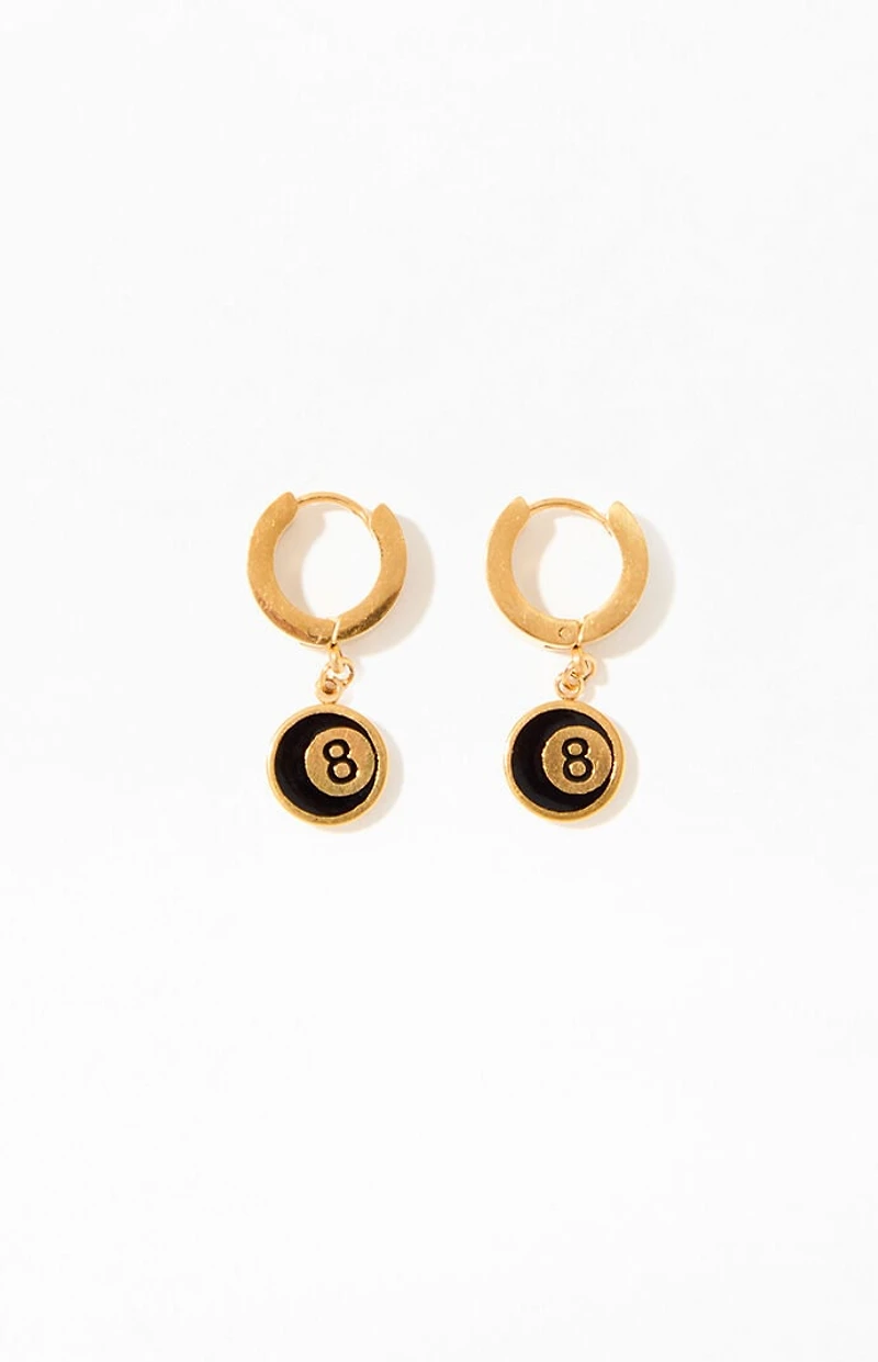 Pacsun Gold 8 Ball Hoop Earrings