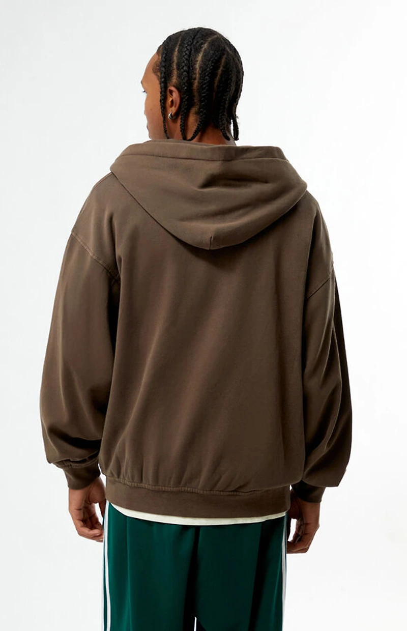 Pacsun Brown Washed Full Zip Hoodie