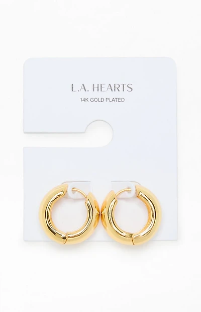 LA Hearts 14K Gold Plated Chunky Hoop Earrings