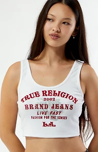 True Religion Crystal Tiger Cropped Tank Top