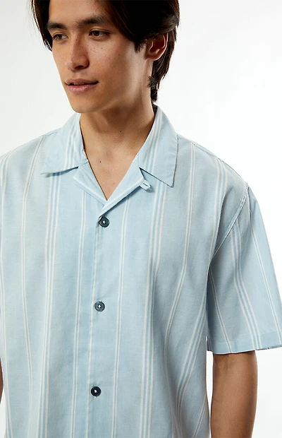 Pacsun Blue Striped Oversized Camp Shirt