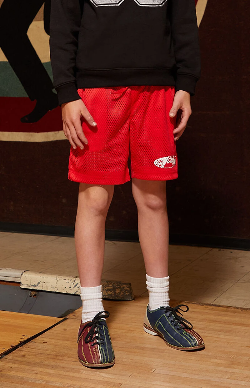 Pacsun Kids Club Pac Red Mesh Soccer Shorts