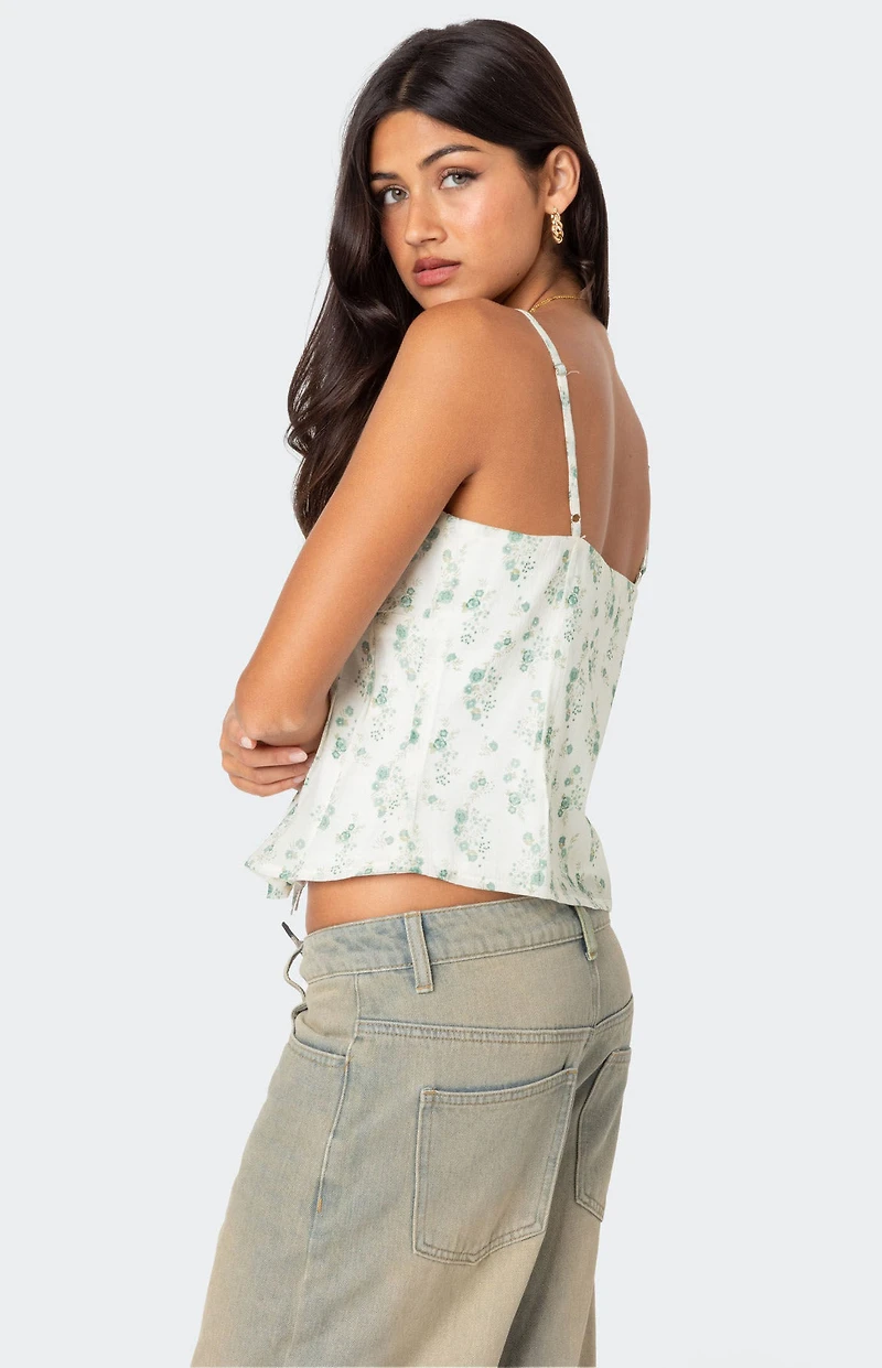 Edikted Malmo Printed Tie Front Top