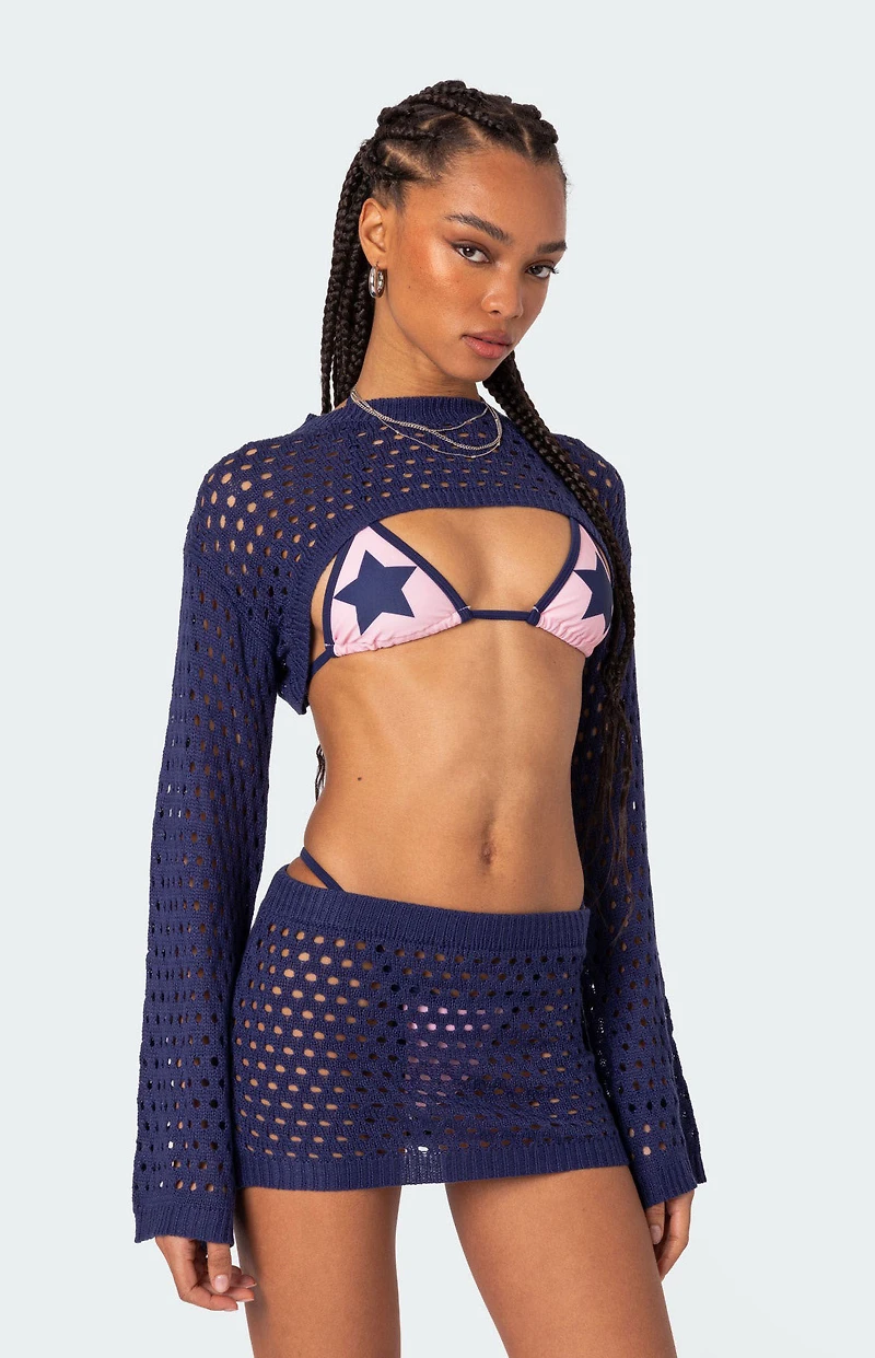 Edikted Celena Crochet Shrug Top