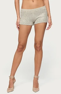 Edikted Mackenzie Rhinestone Knit Shorts