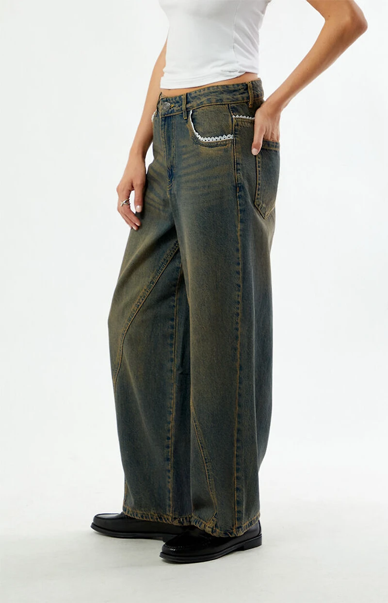 Daisy Street Dark Blue Tinted Evie Barrel Jeans