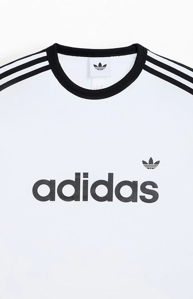 adidas White 3-Striped Ringer T-Shirt