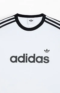 adidas White 3-Striped Ringer T-Shirt