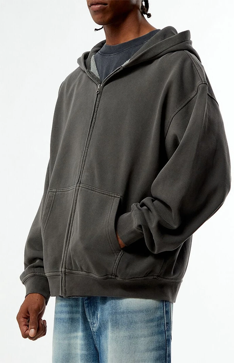 Pacsun Black Vintage Washed Full Zip Hoodie