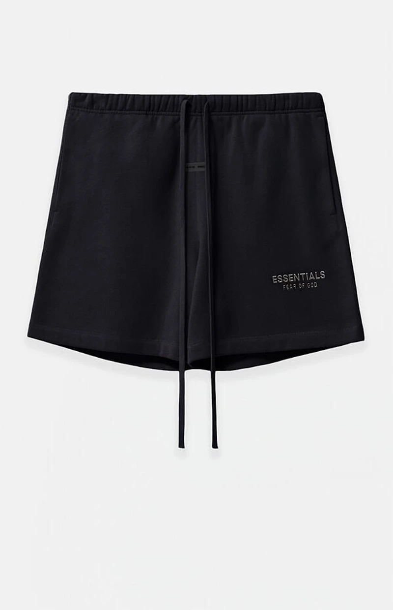 Fear of God ESSENTIALS Jet Black Soccer Fleece Sweat Shorts