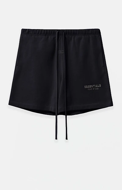 Fear of God ESSENTIALS Jet Black Soccer Fleece Sweat Shorts