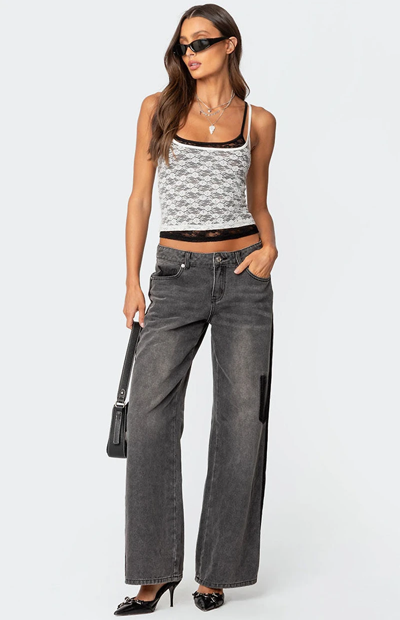 Edikted Wynnie Layered Lace Tank Top