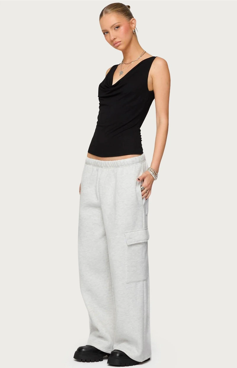 Edikted Petite Wide Leg Cargo Sweatpants