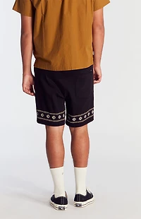 Pacsun Black Floral Embroidered Volley Shorts