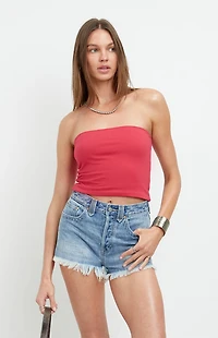 Pacsun Ivy High Waisted Festival Jean Shorts Frayed Studded Medium Blue