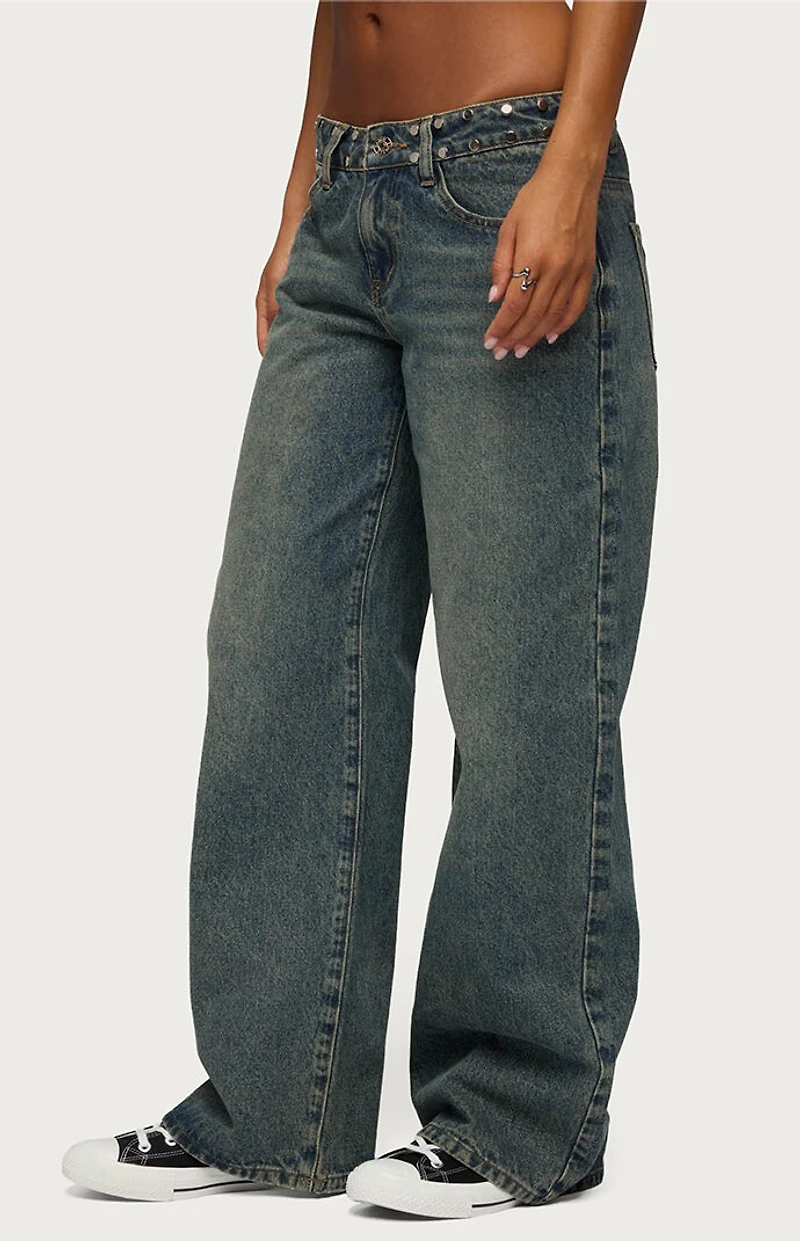 Edikted NYC Studded Low Rise Baggy Jeans