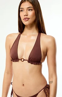 Pacsun Brown Jade Halter Bikini Top