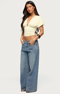 Edikted Flutter Plunging V Neck Top