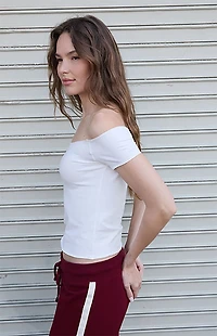 John Galt White Bonnie Off-The-Shoulder Short Sleeve Top