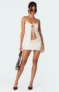 Edikted Alessia Tie Front Ruffled Top