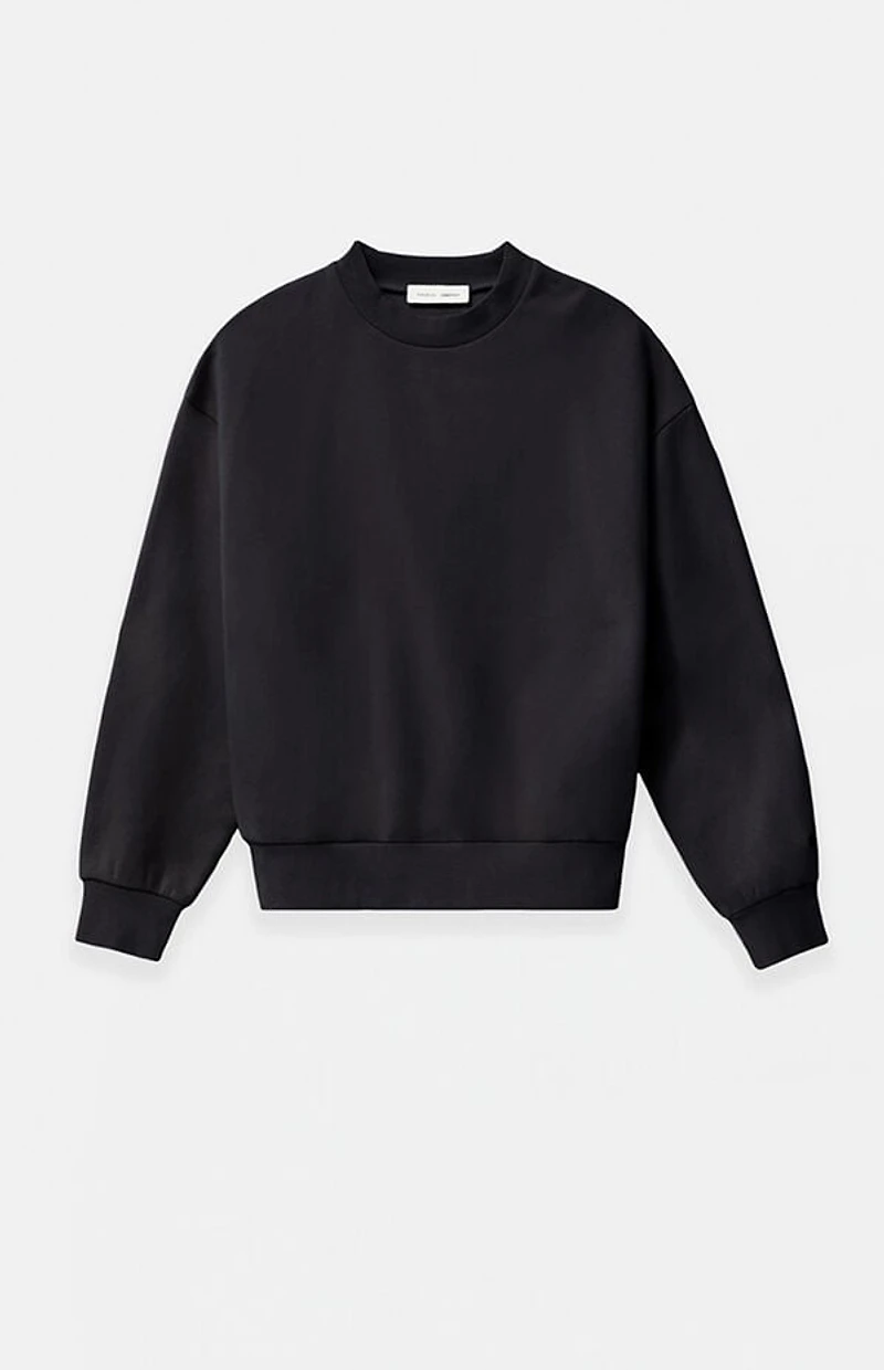 Fear of God ESSENTIALS Jet Black Classic Fleece Crew Neck Sweatshirt