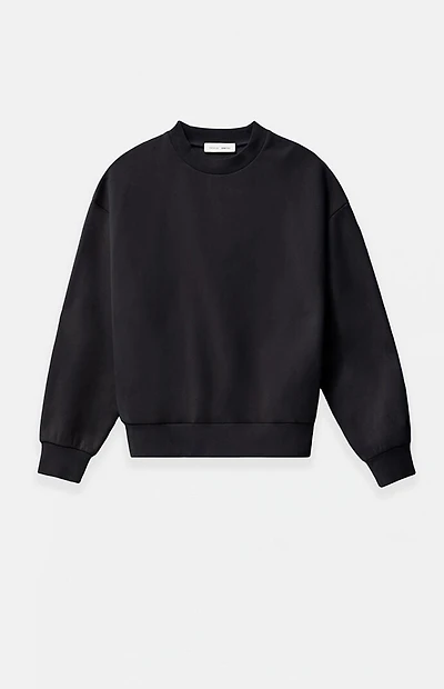 Fear of God ESSENTIALS Jet Black Classic Fleece Crew Neck Sweatshirt