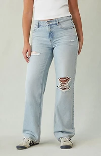 Pacsun Jordyn Low Rise Straight Leg Jeans Ripped Light Indigo