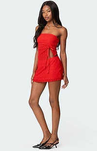 Edikted Amara Asymmetric Textured Lace Tube Top