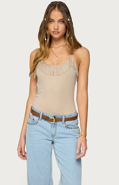 Edikted Colbie Faux Suede Fringe