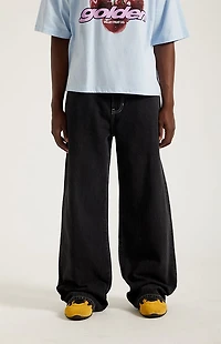 Pacsun Blake Extreme Baggy Jeans Embroidered Flames Washed Black