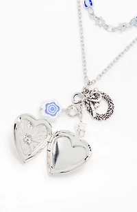 LA Hearts Heart Etched Beaded Layered Necklace