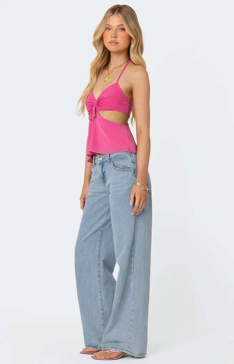Edikted Duo Cutout Mesh Halter Top