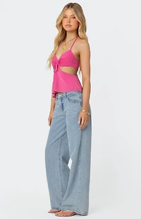 Edikted Duo Cutout Mesh Halter Top