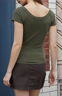 John Galt Green Ginny Off-The-Shoulder Top