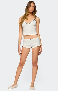 Edikted Avalon Dotted Pointelle Ruffle Tank Top
