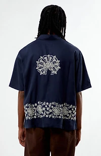 Pacsun Navy Remi Oversized Resort Camp Shirt