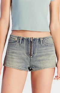 Pacsun Tinted Exposed Zipper Denim Micro Shorts