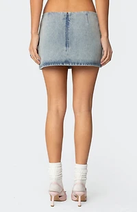 Edikted Bowdie Washed Denim Mini Skirt
