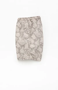 Pacsun Tan Flower 6.5" Swim Trunks
