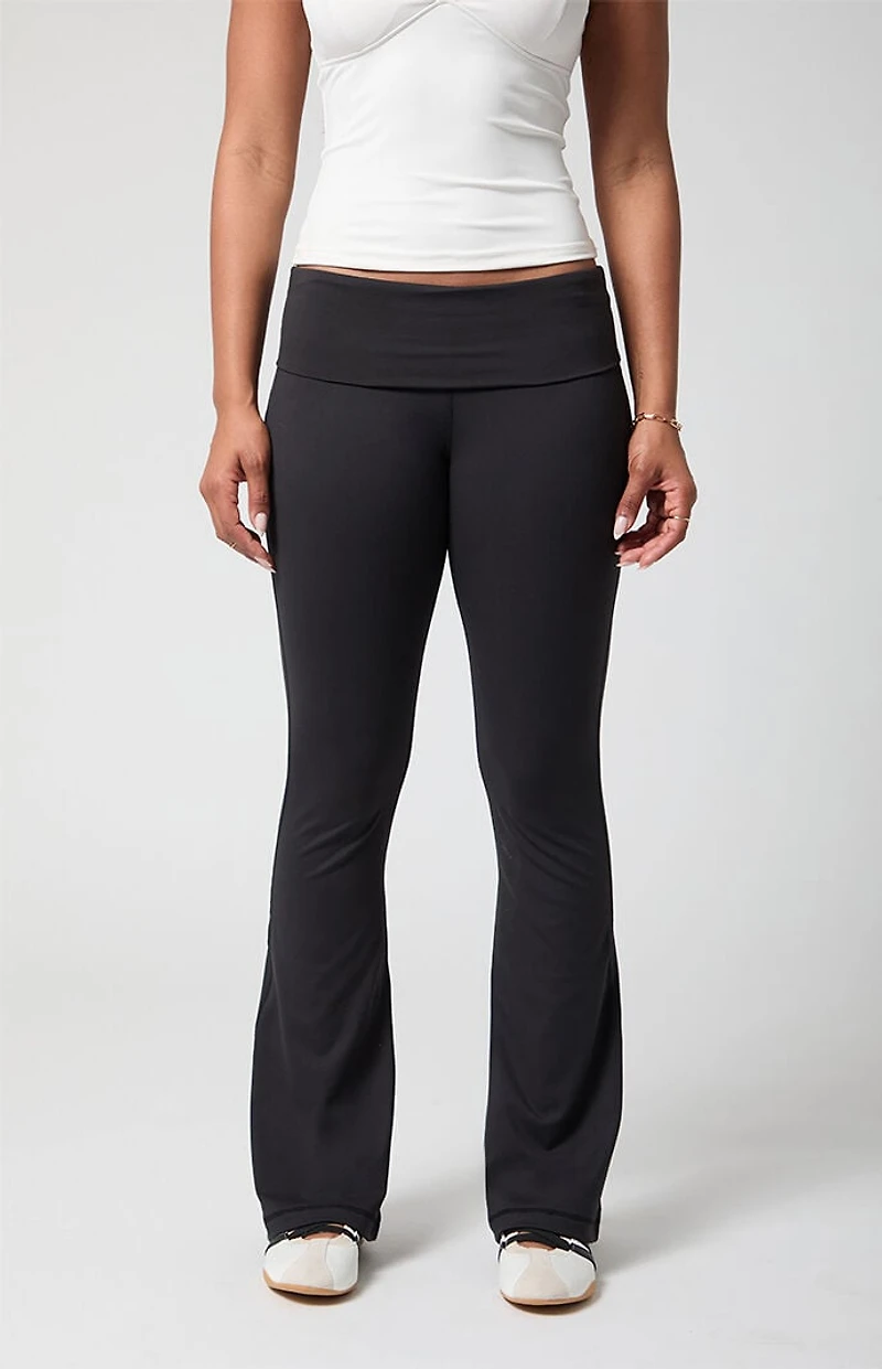 PAC 1980 WHISPER Active Fold-Over Waistband Flare Yoga Pants