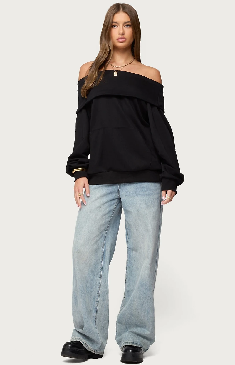 Edikted Ashlee Oversized Foldover Sweatshirt