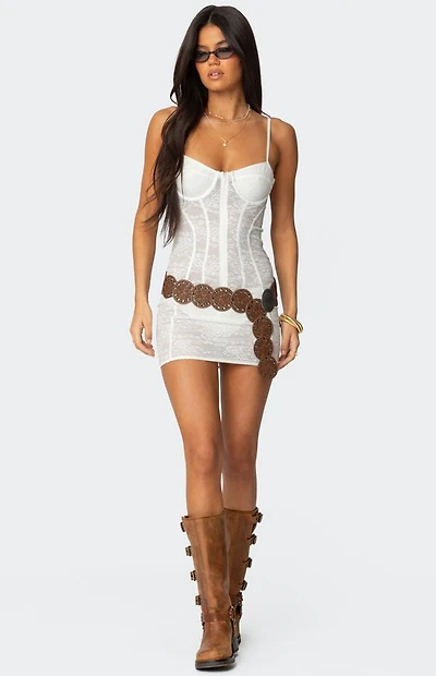 Edikted Sheer Lace Cupped Mini Dress